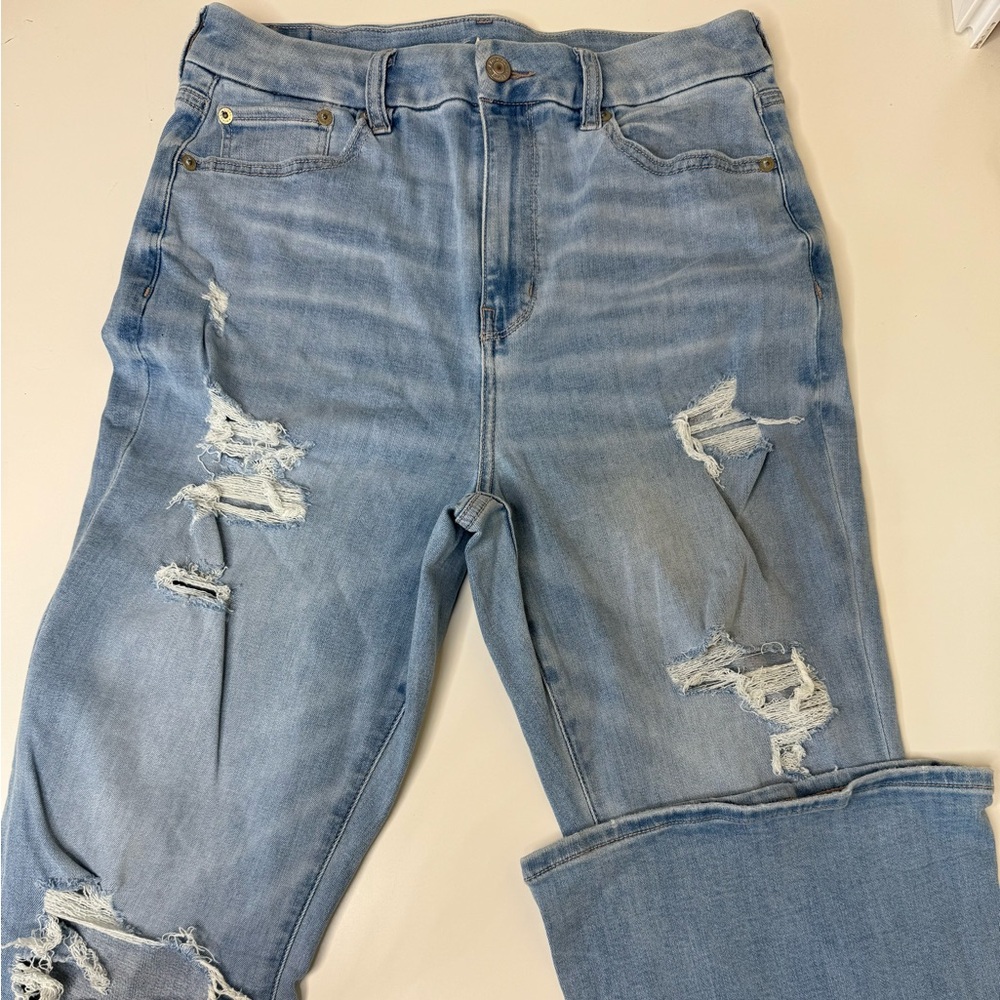 American Eagle Outfitters Ripped Light Blue Boyfriend Jeans